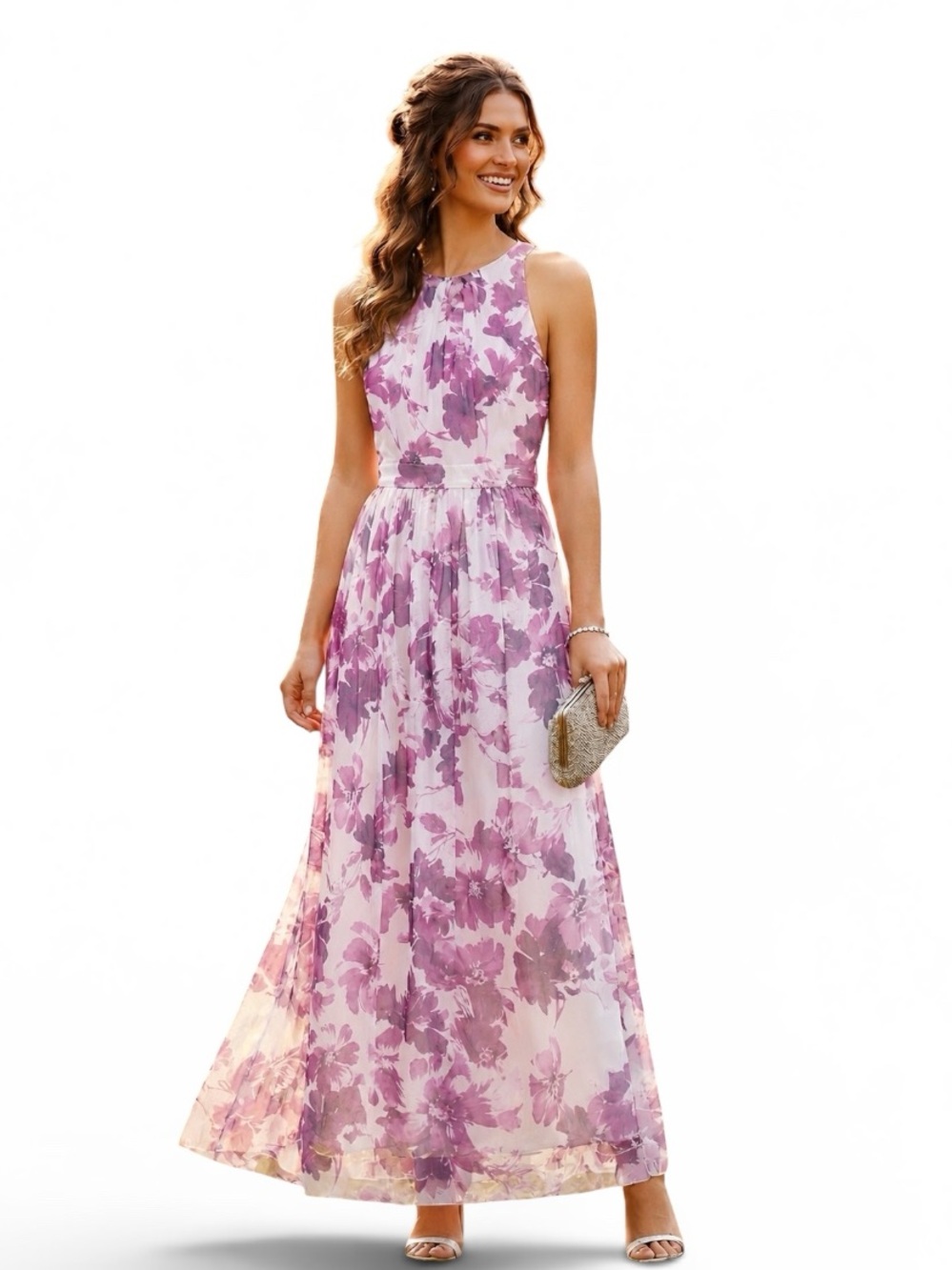 Candalite Floral Halter Maxi Dress Xl